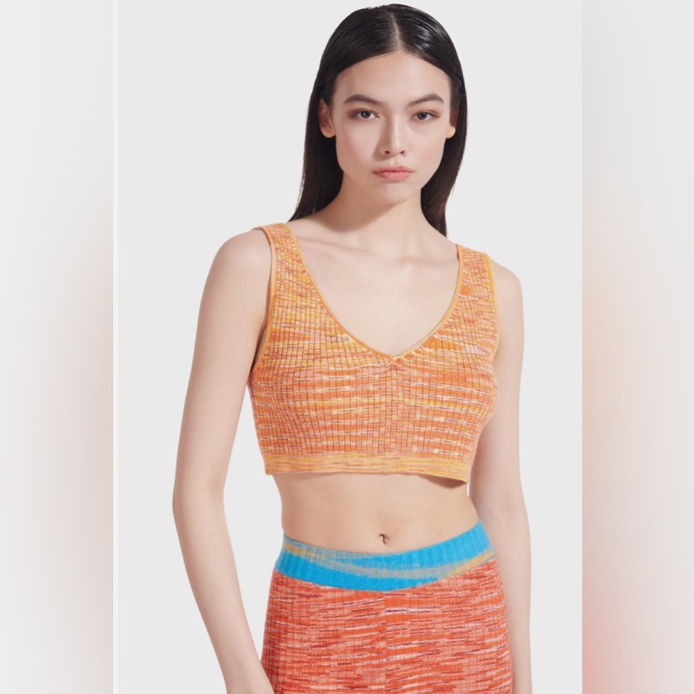 NWT STAUD Hana Space-Dyed Knit Crop Top Size Large